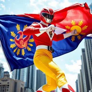Dynamic Power Ranger Action Pose with Philippine Flag | Idyllic