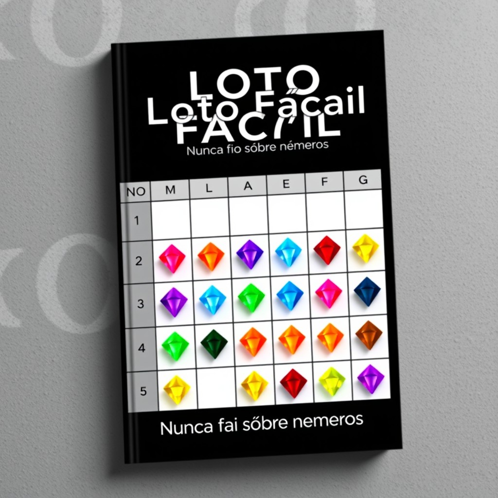 A striking book cover design featuring the title 'Loto Fácil' prominently at the top in bold, modern typography