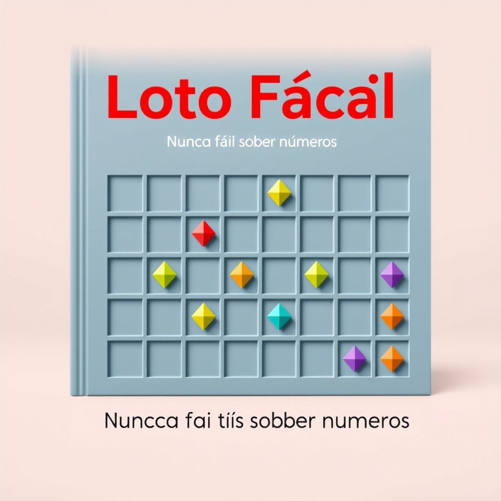 A visually striking book cover design featuring the title 'Loto Fácil' prominently at the top in bold, modern typography