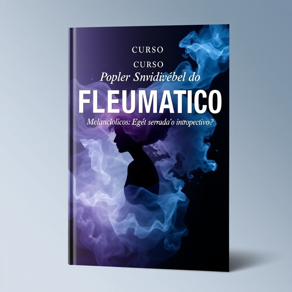 Design a book cover featuring the themes "Curso O Poder Invisível do Fleumático" and "Melancólicos: Gênios Sensíveis ou Exageradamente Introspectivos?"