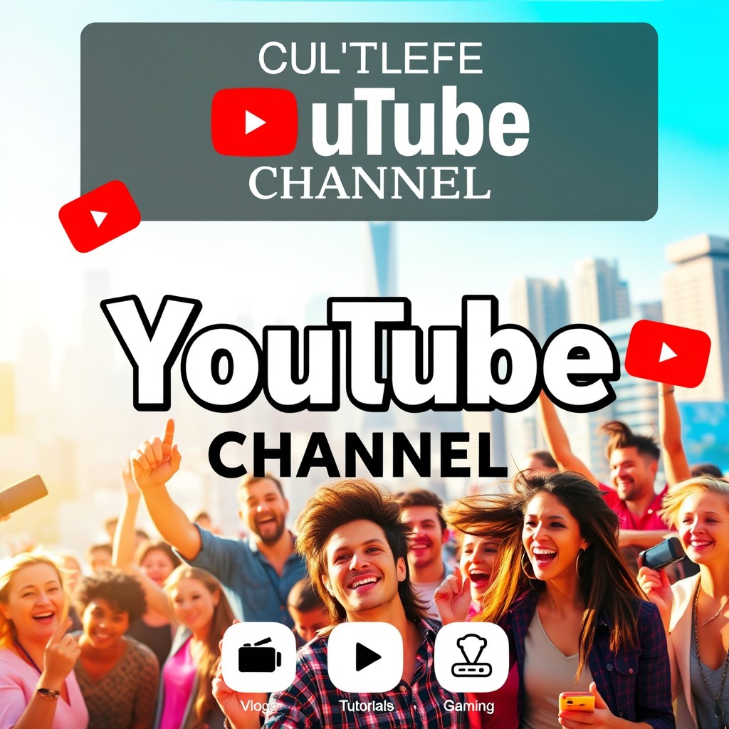 An eye-catching advertisement for a YouTube channel featuring vibrant visuals and modern typography