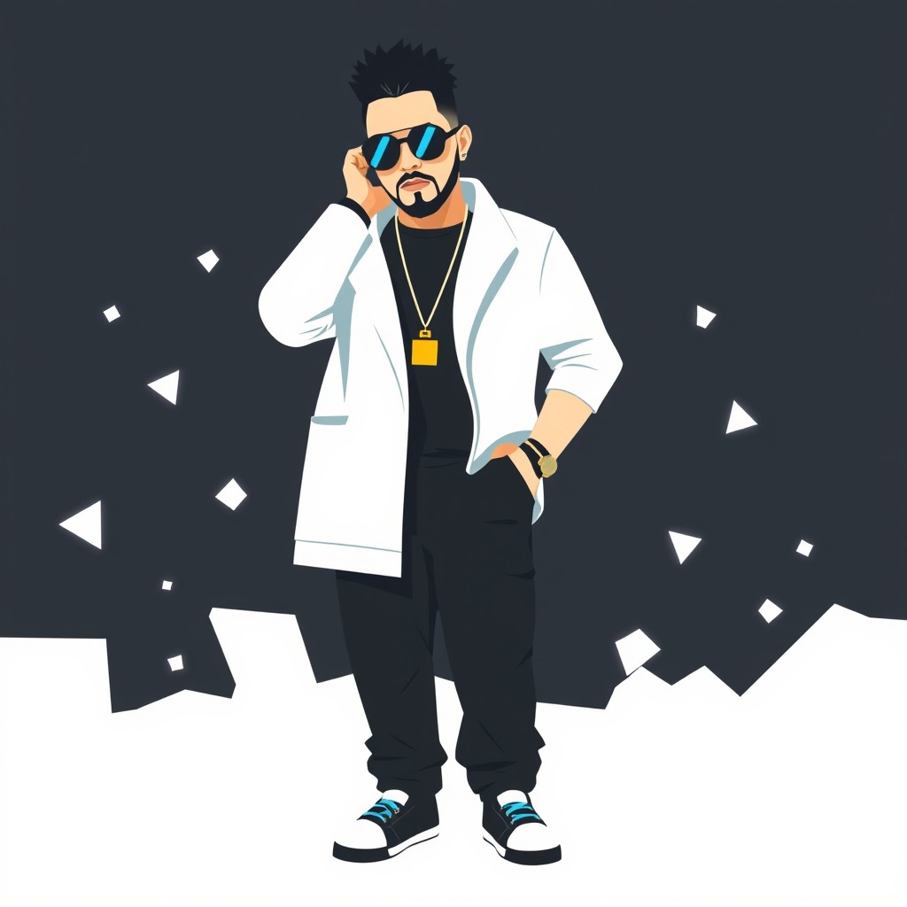 A stylized representation of the artist Ozuna created using simple geometric shapes