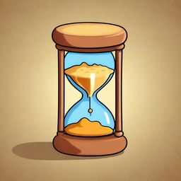 A fascinating cartoon illustration of an hourglass, meticulously detailed and of the highest quality