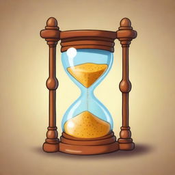 A fascinating cartoon illustration of an hourglass, meticulously detailed and of the highest quality