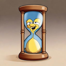 A fascinating cartoon illustration of an hourglass, meticulously detailed and of the highest quality