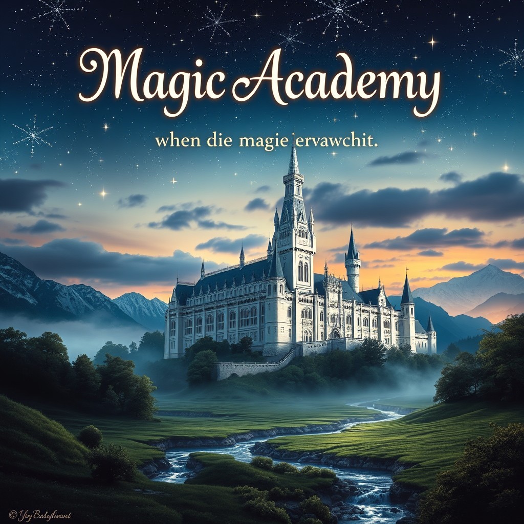 A captivating book cover featuring an ethereal white castle set against a twilight sky filled with shimmering stars
