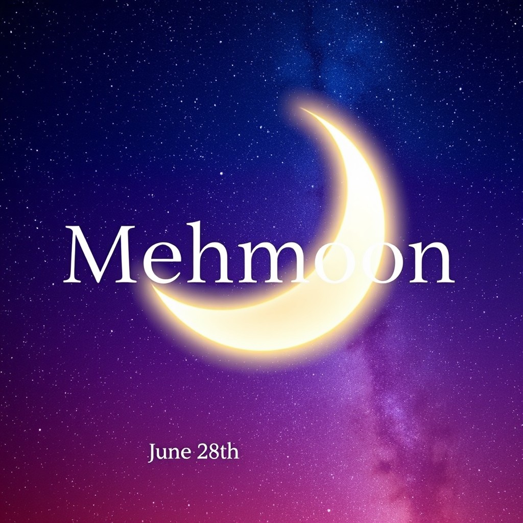 An artistic digital wallpaper featuring the startup name 'Mehmoon' prominently displayed