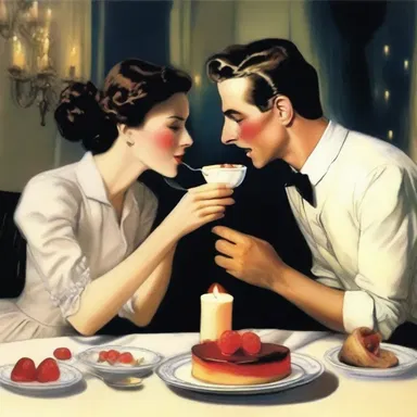The romantic couple sat across from each other at the candlelit table, their fingers apposable as they fed each other bites of dessert.
