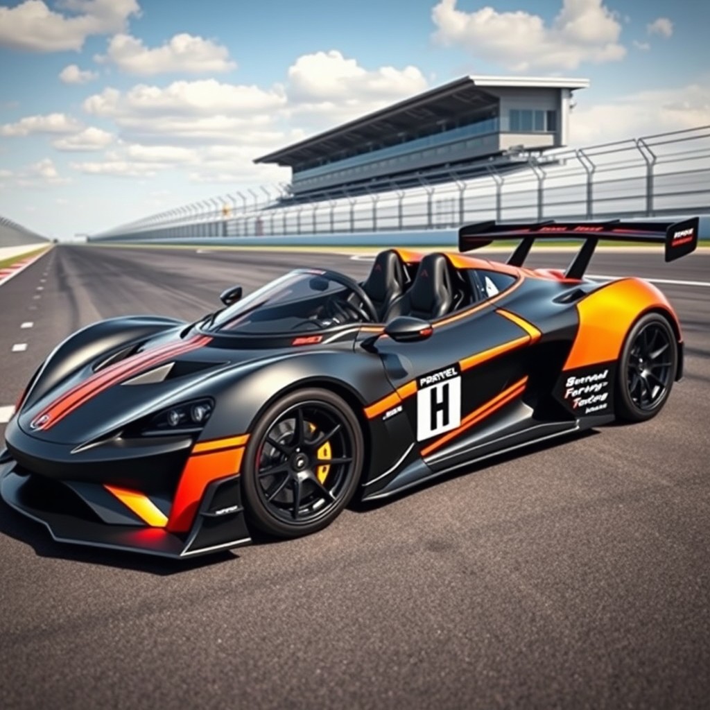 A modern sports car with features inspired by racing vehicles