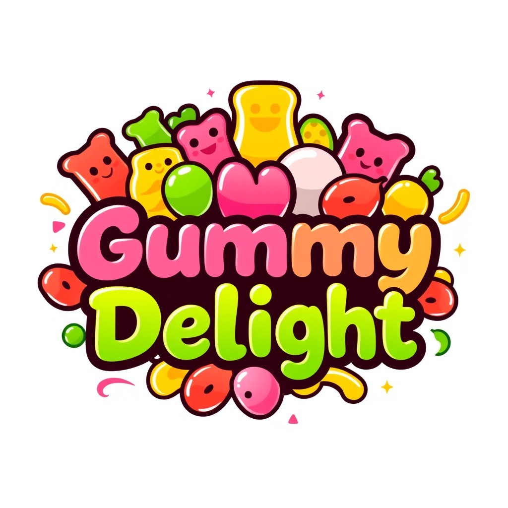 A vibrant and playful logo design for a gummy candy company