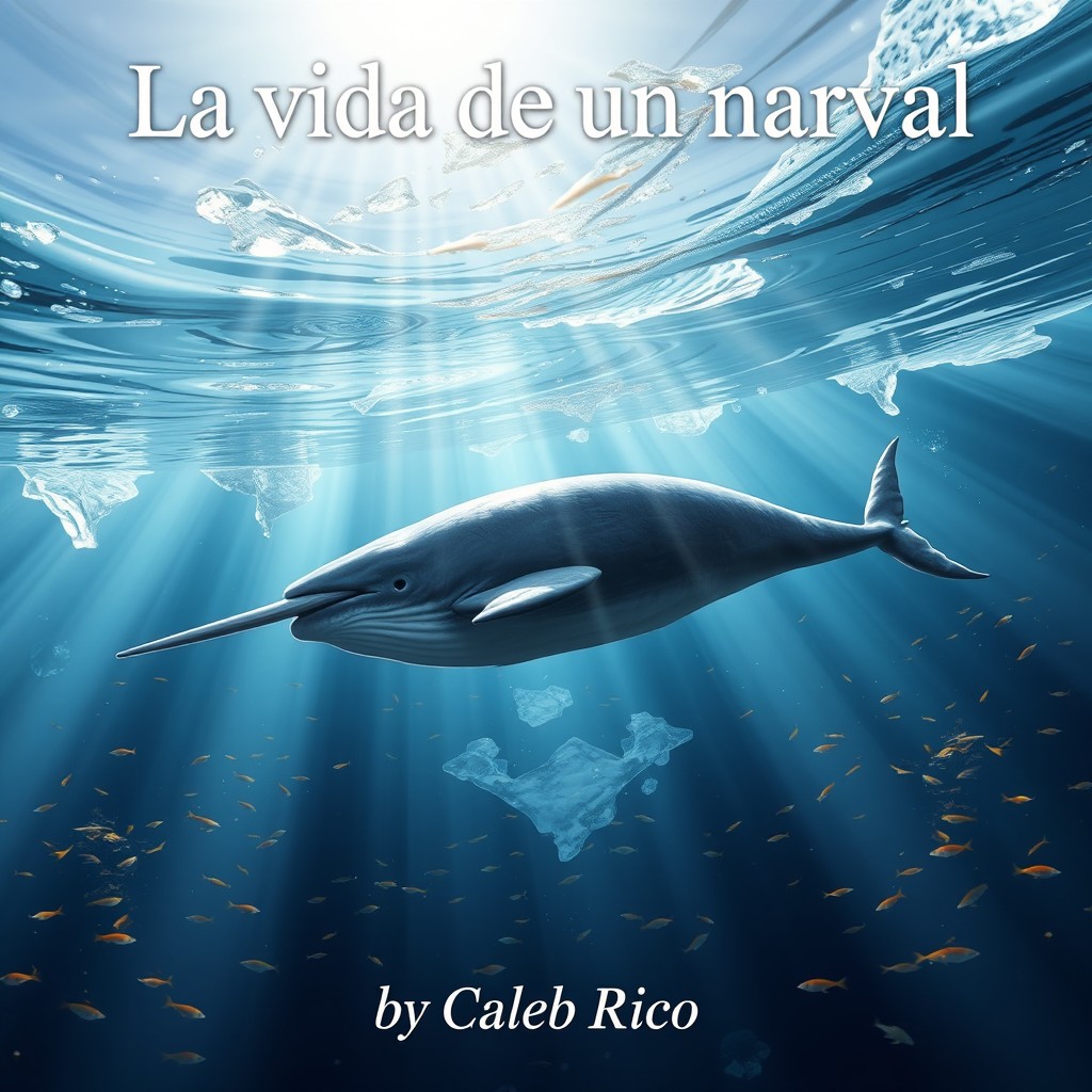 A realistic documentary-style cover image for 'La vida de un narval' by Caleb Rico
