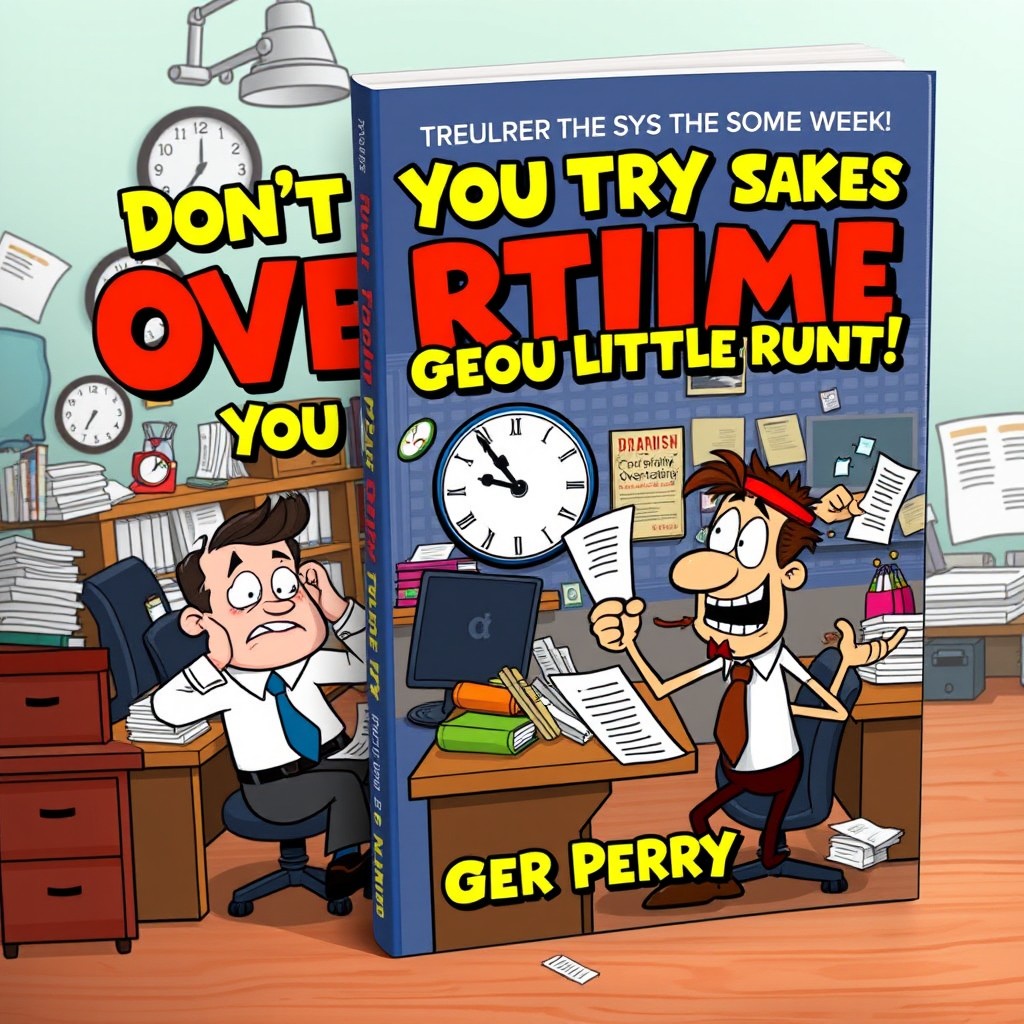 A book cover for 'Don't You Try and Take My Overtime, You Greedy Little Runt!' by Roger Perry, showcasing a whimsical and entertaining design