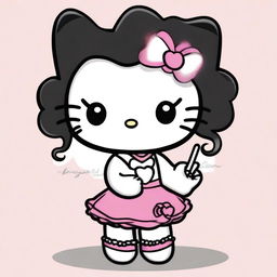 This is a high-quality digital art image featuring Hello Kitty with a twist