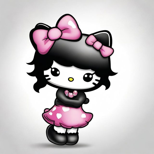 This is a high-quality digital art image featuring Hello Kitty with a twist