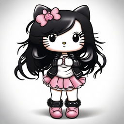 This is a high-definition digital art image showcasing a unique interpretation of Hello Kitty