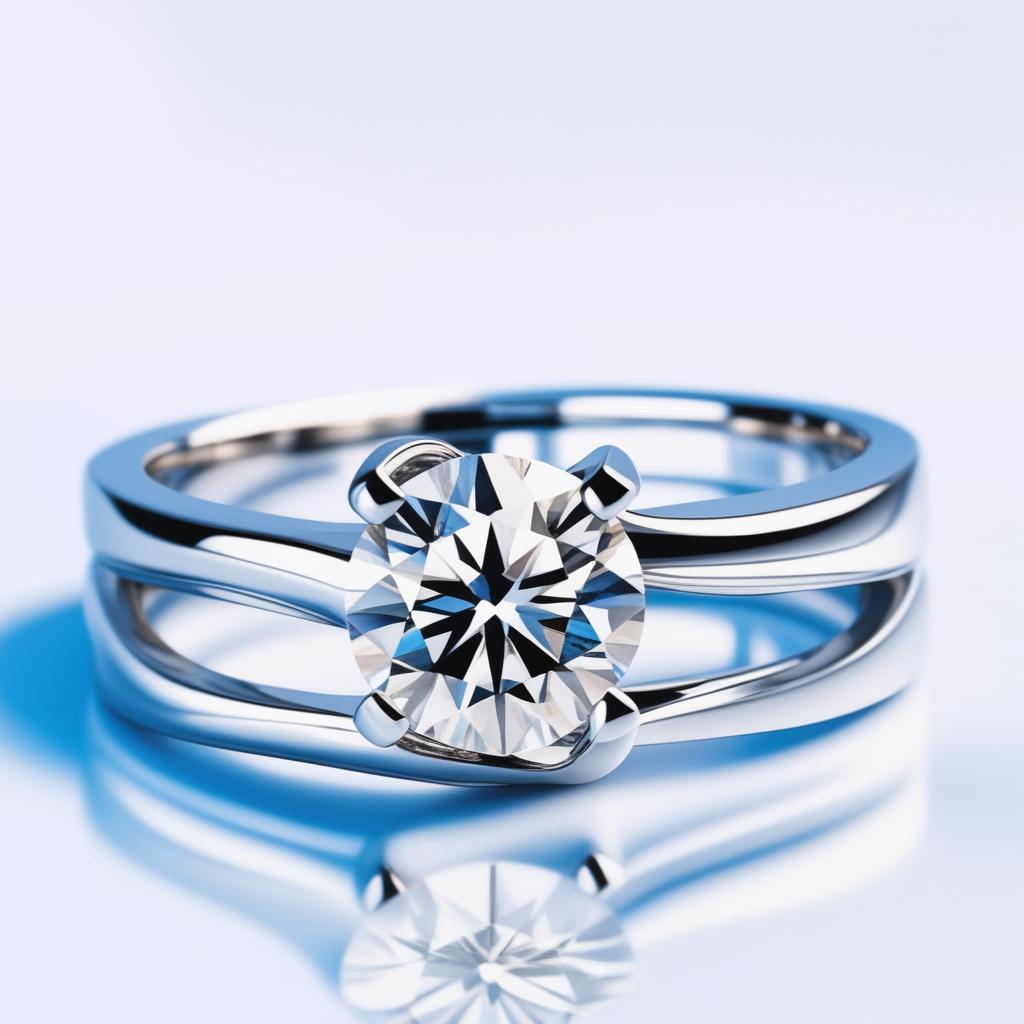 A high-quality digital image of an elegant engagement ring, with an emphasis on a wider band