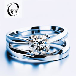 A high-quality digital image of an elegant engagement ring, with an emphasis on a wider band