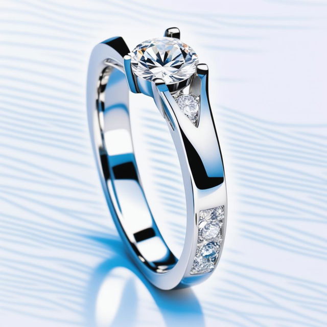 A high-quality digital image of an elegant engagement ring, with an emphasis on a wider band