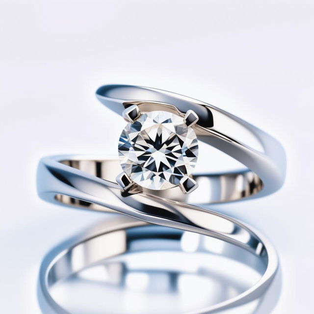 A high-quality digital image of an elegant engagement ring, featuring two brilliant diamonds set in a lustrous white gold band