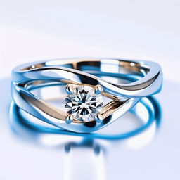 A high-quality digital image of an elegant engagement ring, featuring two brilliant diamonds set in a lustrous white gold band