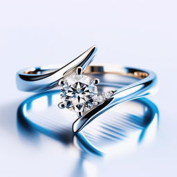 A high-quality digital image of an elegant engagement ring, featuring a brilliant round diamond and a marquise diamond set in a lustrous white gold band