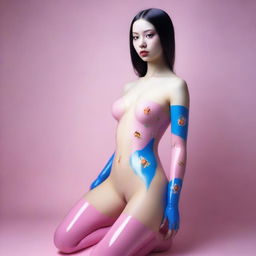 A high-resolution photograph taken with a Nikon Reflex camera, featuring a young woman styled as a modern interpretation of a Matryoshka doll