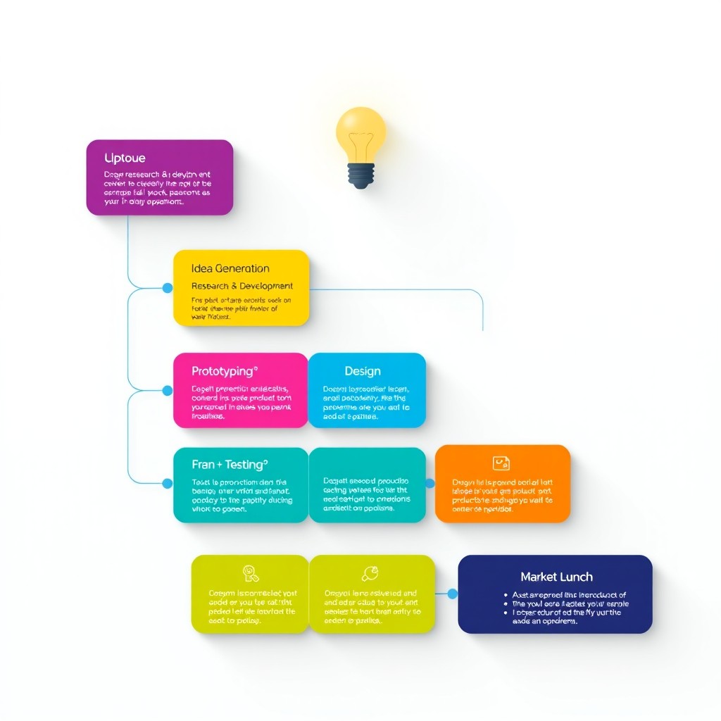 A detailed step-by-step flowchart illustrating the process of converting an idea into a tangible product