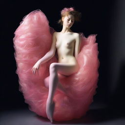 This high-resolution photograph, taken with a Nikon Reflex camera, captures a young woman, depicted as a figure made of Murano glass, nestled inside a nest