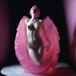 This high-resolution photograph, taken with a Nikon Reflex camera, portrays a young woman as a Murano glass figure, nestled inside a nest