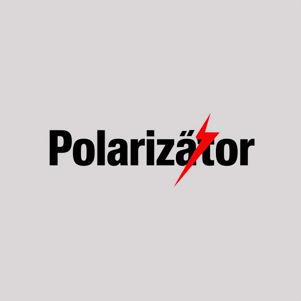 A modern, minimalist logo for a bold and dynamic news channel named 'Polarizátor'