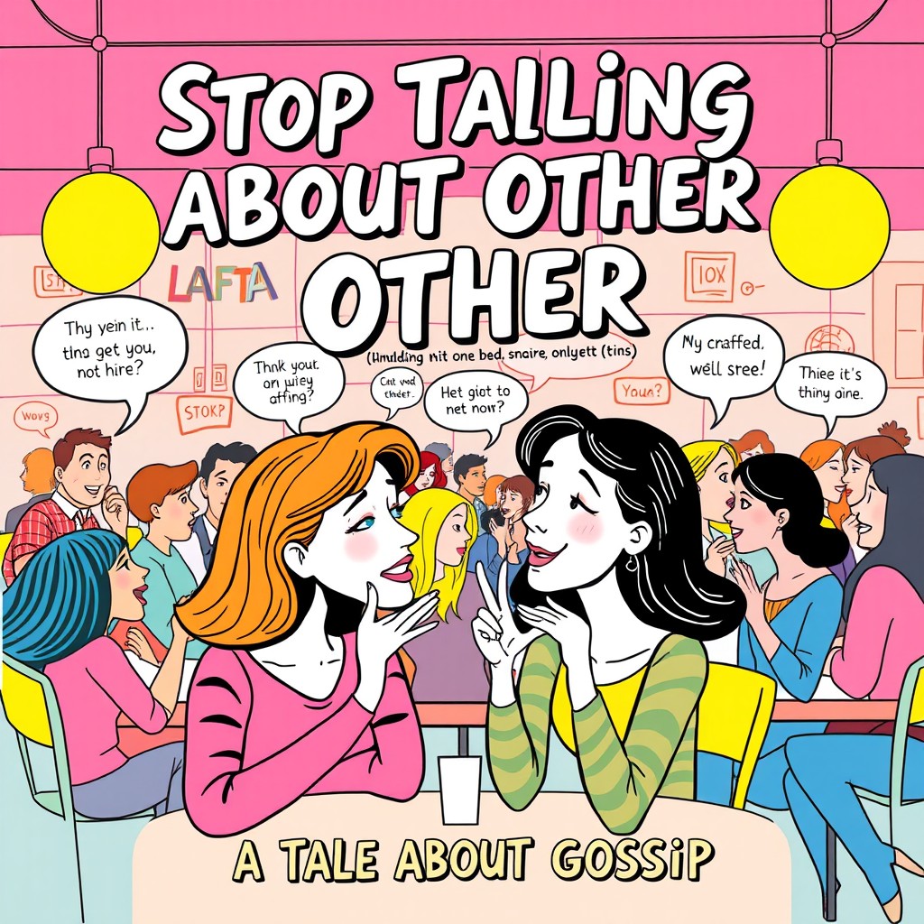 A striking front cover design for a book titled 'Stop Talking About Other: A Tale About Gossip'