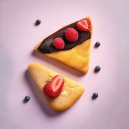 Two pieces of sweet food in unique and striking shapes