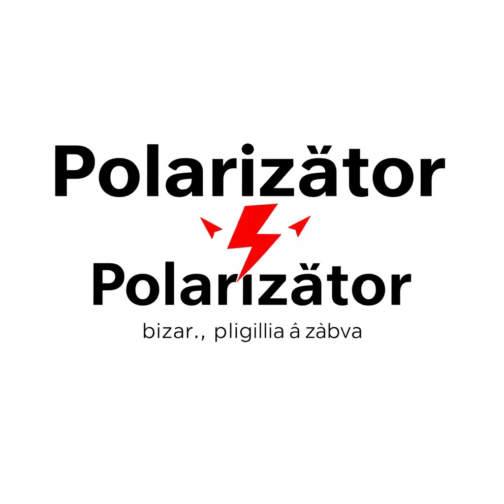 A modern, minimalist logo design for a bold and dynamic news channel named 'Polarizátor'