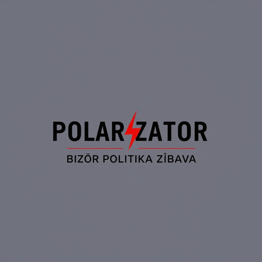 A modern, minimalist logo design for a bold and dynamic news channel named 'Polarizátor'