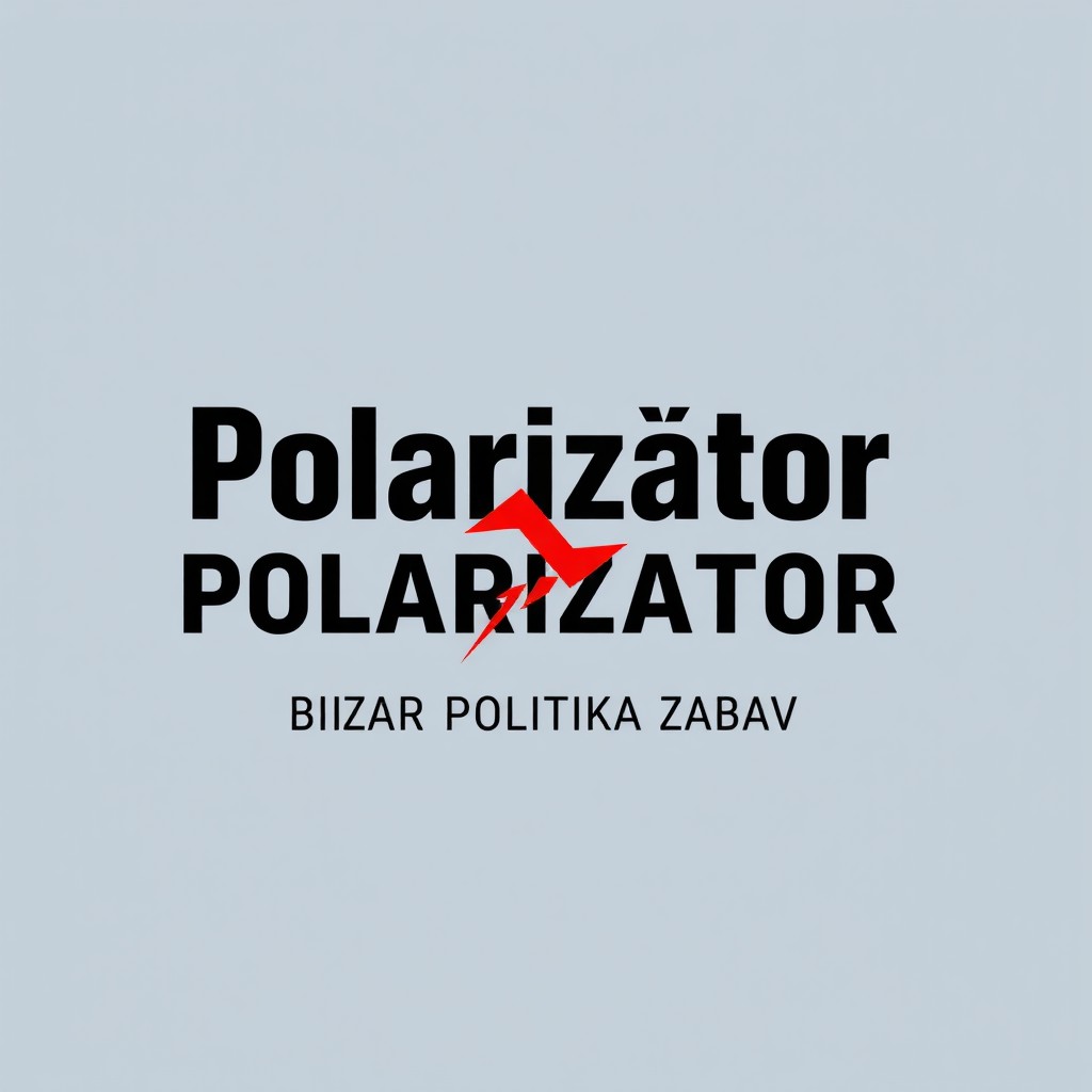 A modern, minimalist logo design for a bold and dynamic news channel named 'Polarizátor'