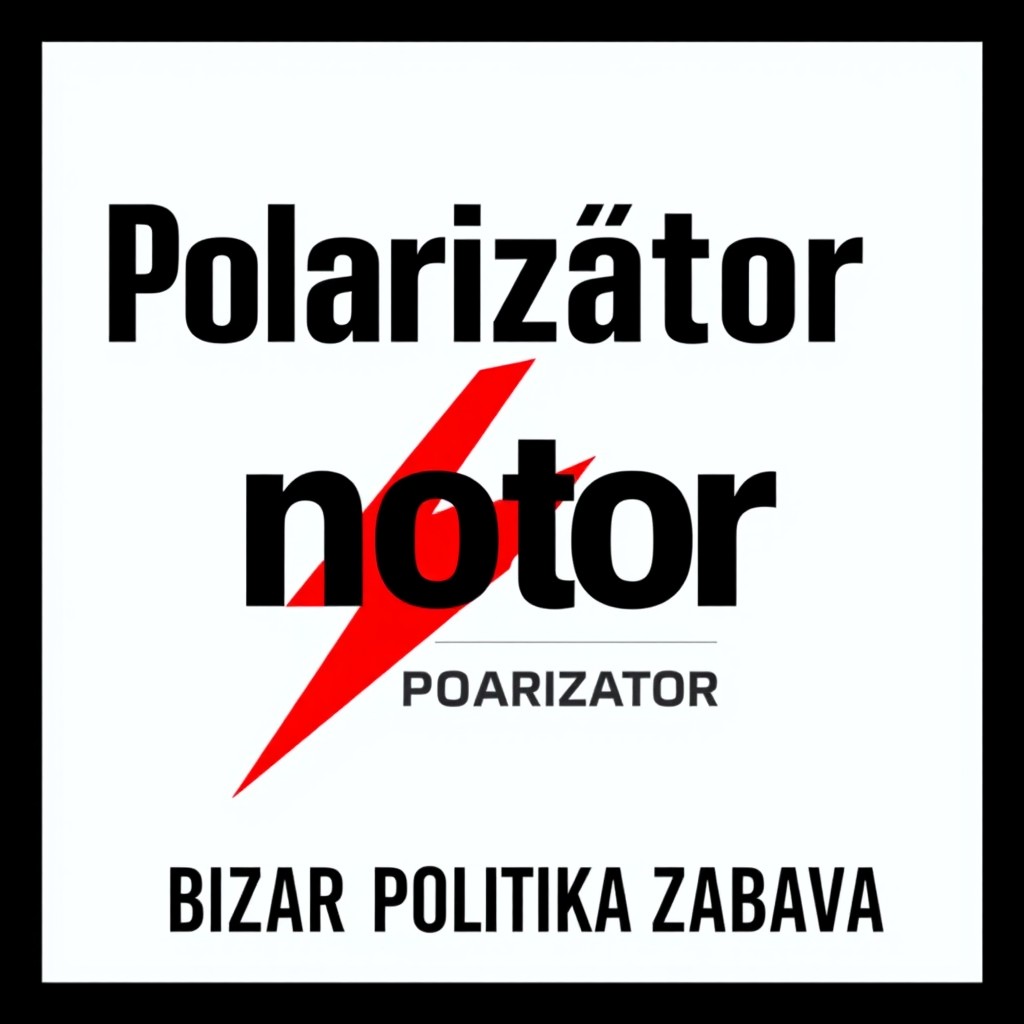 A modern, minimalist logo design for a bold and dynamic news channel named 'Polarizátor'