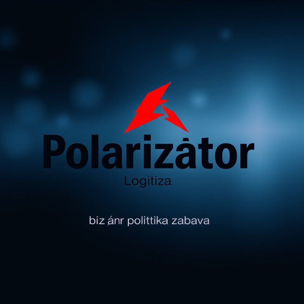 A modern, minimalist logo design for a bold and dynamic news channel named 'Polarizátor'