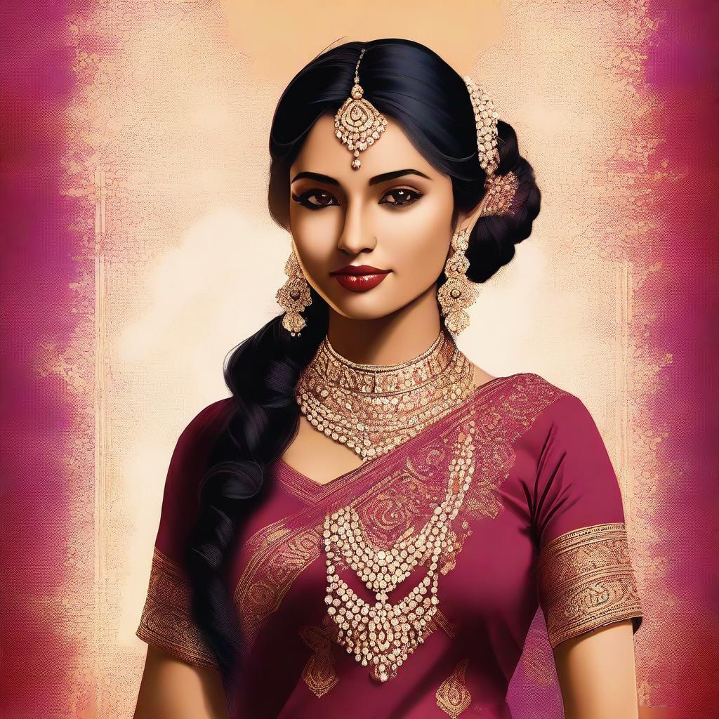 A digital art image of a young Indian woman