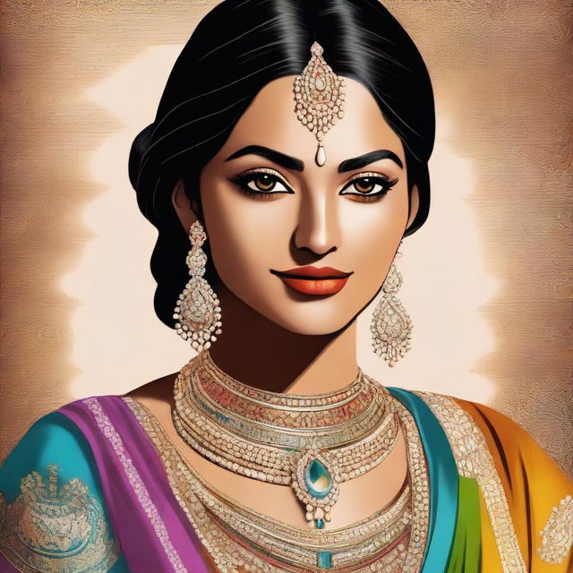 A digital art image of a young Indian woman