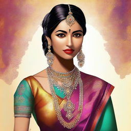 A digital art image of a young Indian woman