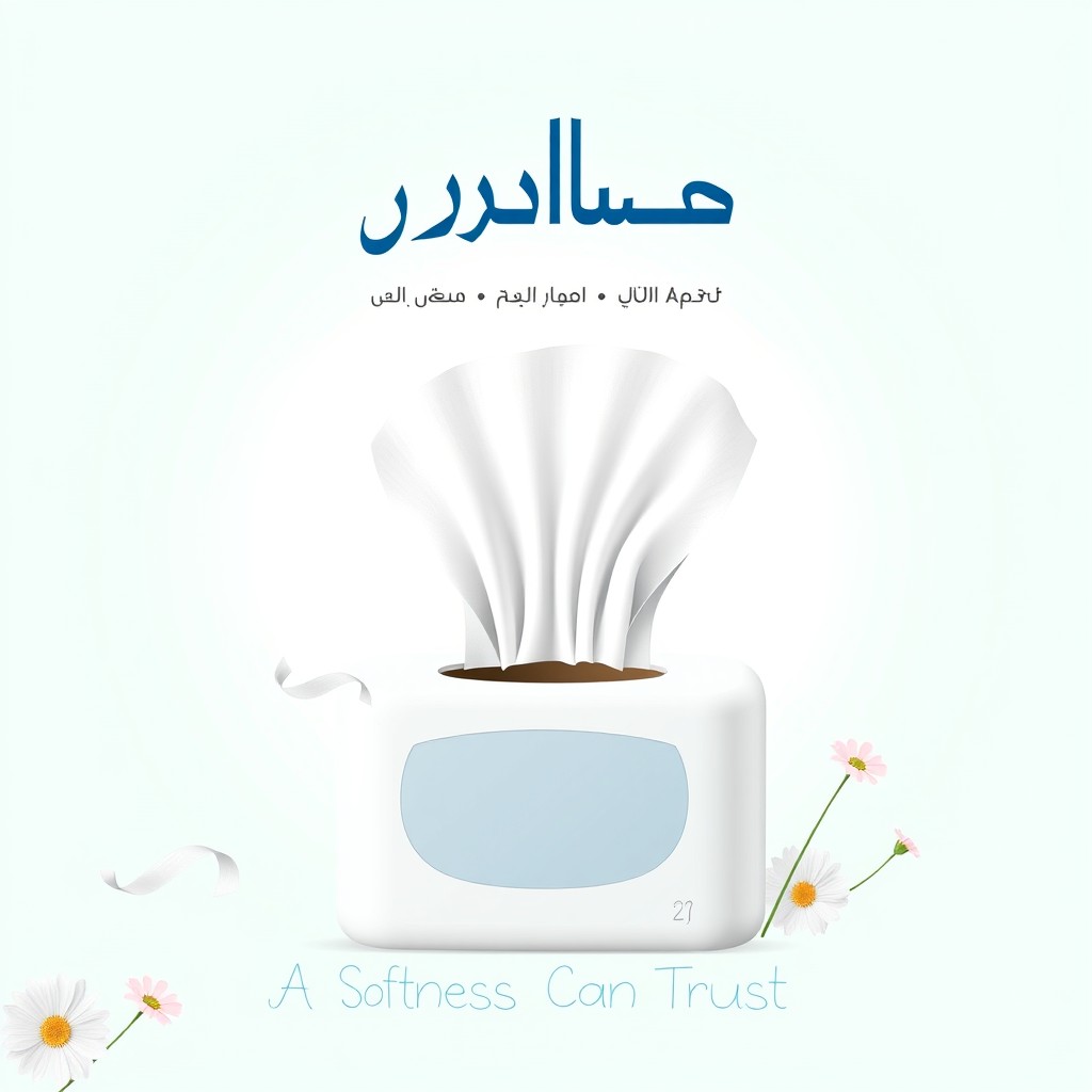 A vibrant and eye-catching poster for a tissue brand named 'مطاس'