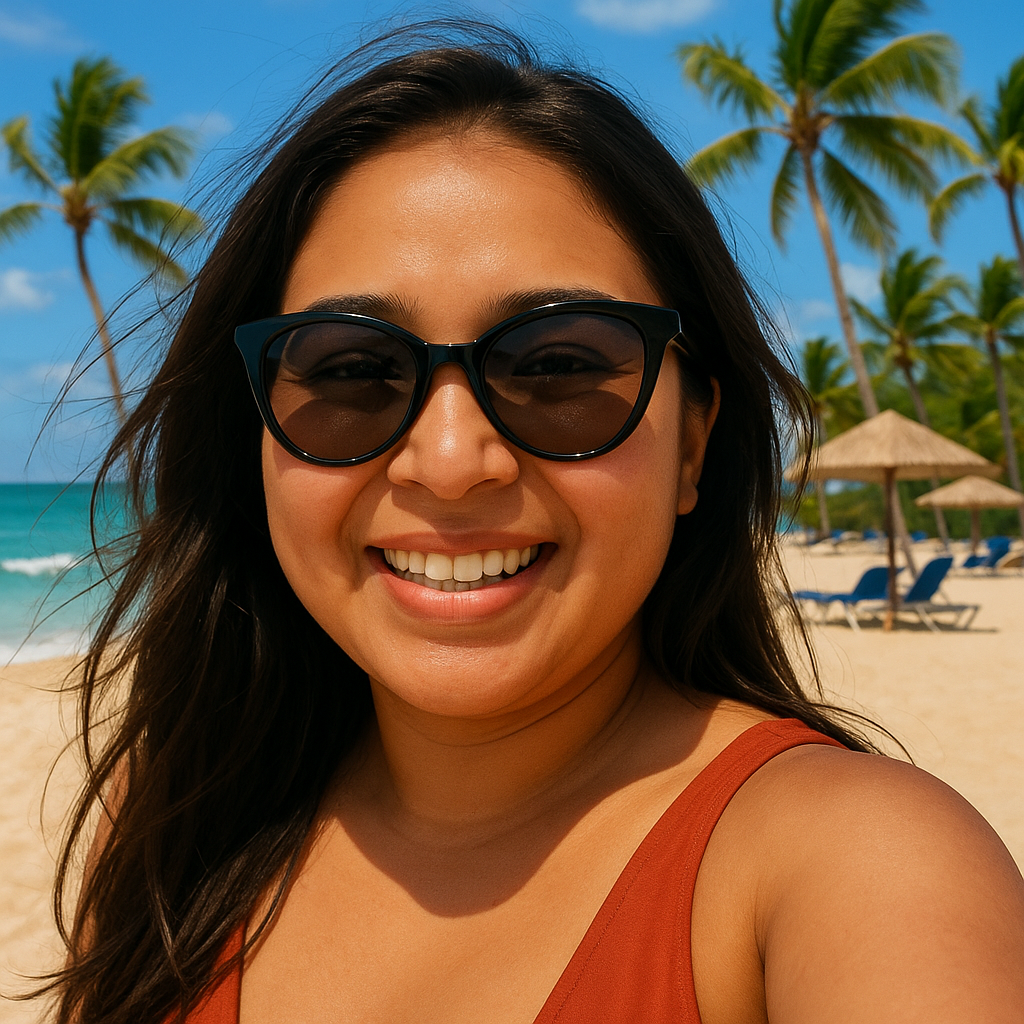Make pose for instagram,  on  vacation ,on the beach