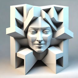 A high-quality 3D digital art piece showcasing a unique arrangement of cubes, one under another