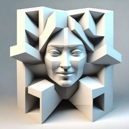 A high-quality 3D digital art piece showcasing a unique arrangement of cubes, one under another