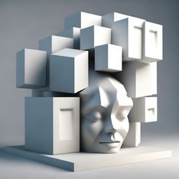 A high-quality 3D digital art piece showcasing a unique arrangement of cubes, one under another