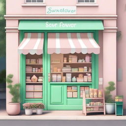 An image of a charming shop named 'Sunclover'