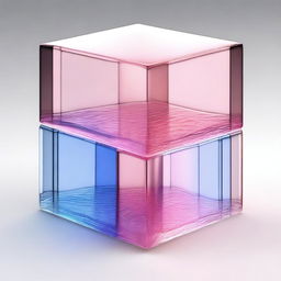 This is a high-quality 3D digital rendering of four pink glass cubes, each positioned under the next