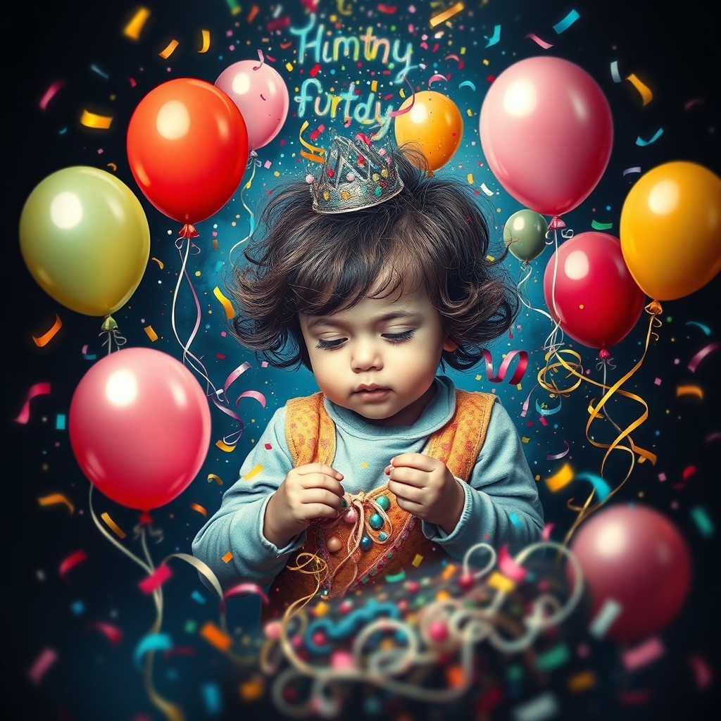 A surrealistic art piece depicting a child deeply immersed in a colorful journey through a whimsical world of imagination