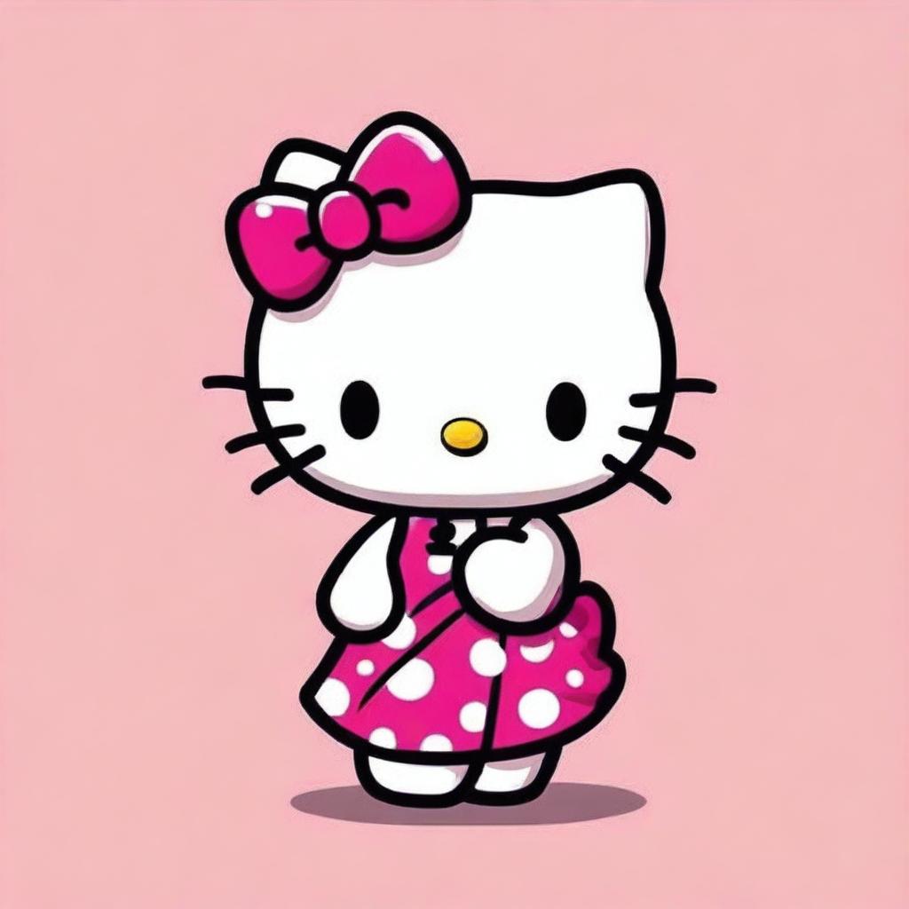 A digital art piece featuring the character Hello Kitty