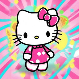 A digital art piece featuring the character Hello Kitty